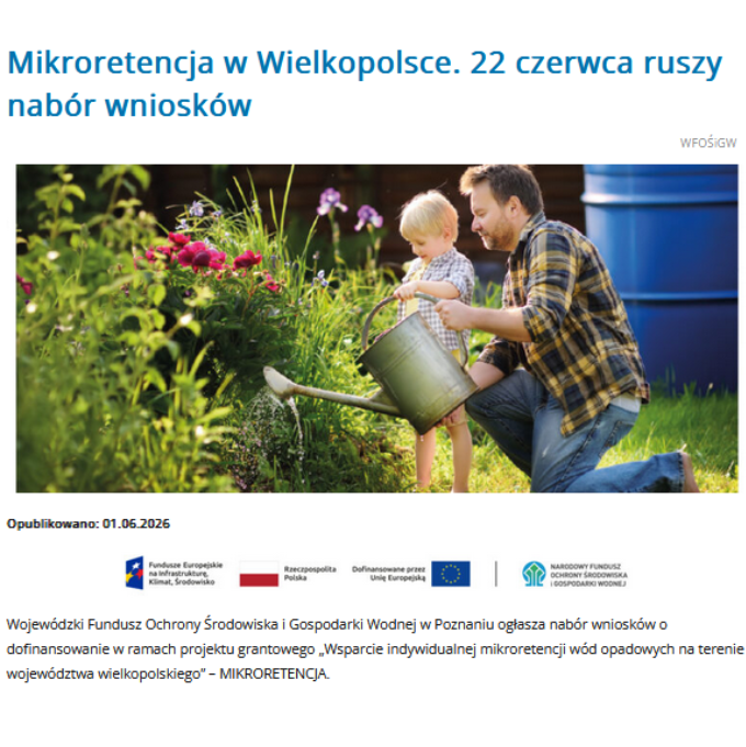 01.06.2026 - Regulamin naboru wniosków w programu Mikroretencja